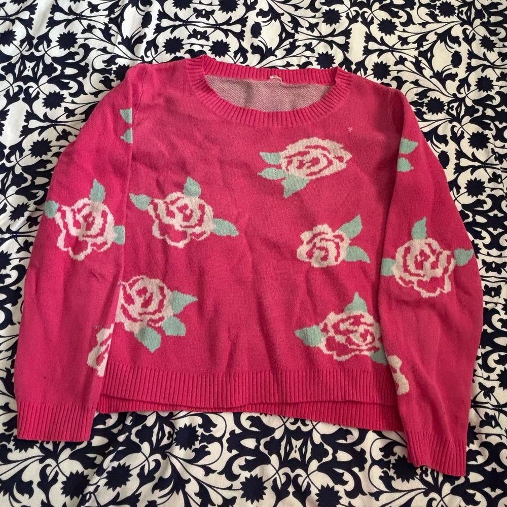 y2k pixel flowers crop sweater